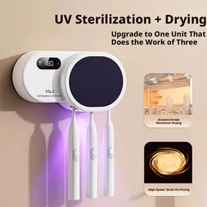 Smart UV Toothbrush Sanitizer and Dryer Electric Wall Mounted with Sterilization Storage Rack Space Capsule Design Holder Dustproof USB Rechargeable Dispenser Touchless