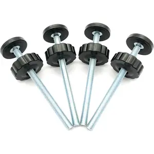 4 Pack 8MM Baby Gate Threaded Spindle Rod, Replacement Hardware Parts Kit for Pet & Dog Pressure Mounted Safety Gates - Extra Long Wall Mounting Accessories Screws Rods Adapter Bolts Black