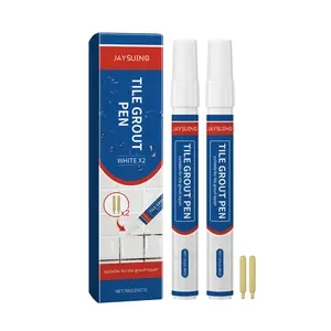 Tile Grout Pen Whitener for Bathroom Shower and Kitchen Fast-Drying Waterproof Non-Toxic Grout Restorer with 2 Replacement Tips