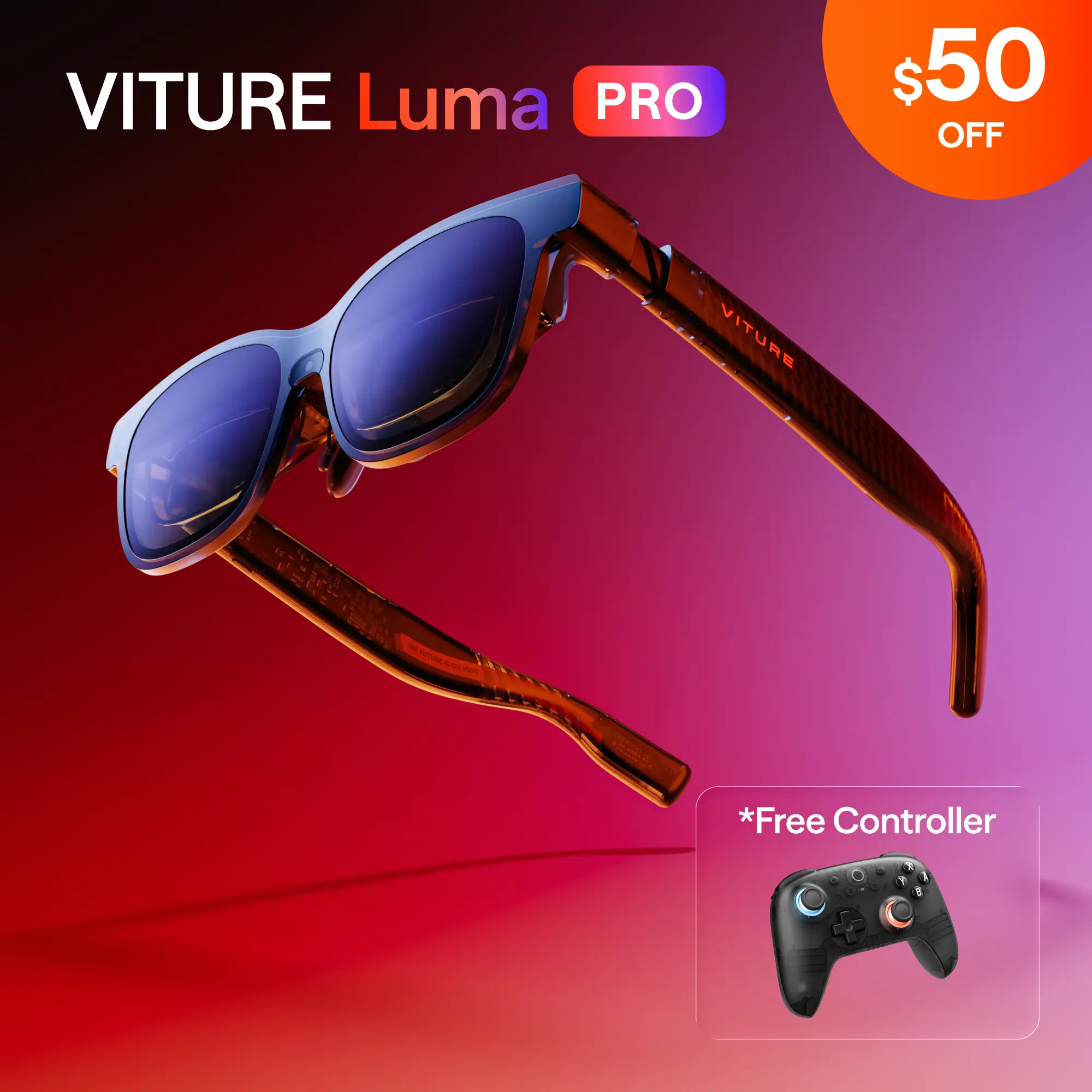 VITURE Luma Pro XR Glasses, Smart Glasses— 152” Crystal-Clear 1200p Display, 1000 Nits Brightness, Works with iPhone 16/15, Android, Mac, PC, Switch 2, PS5 & Steam Deck