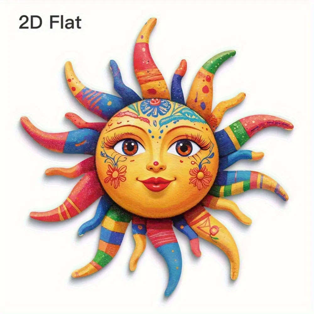 2D Plane Potala Sun Metal Wall Decor, Artwork for Walls, Multicolor Face Artistic Iron Art, Suitable for Living Room, Bedroom, Balcony, Office, Outdoor Wall Decoration, Decoration Items