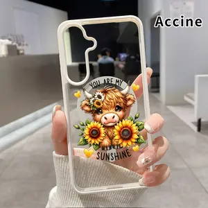 Magnetic Soft Case Compatible With Samsung Galaxy S23 Ultra S24 Plus FE S25 S22+ Cow Sunshine Love Pattern Anti-Yellowing Shockproof ultra-thin Silicone Crystal Transparent Acrylic Cover Supports Wireless Charging