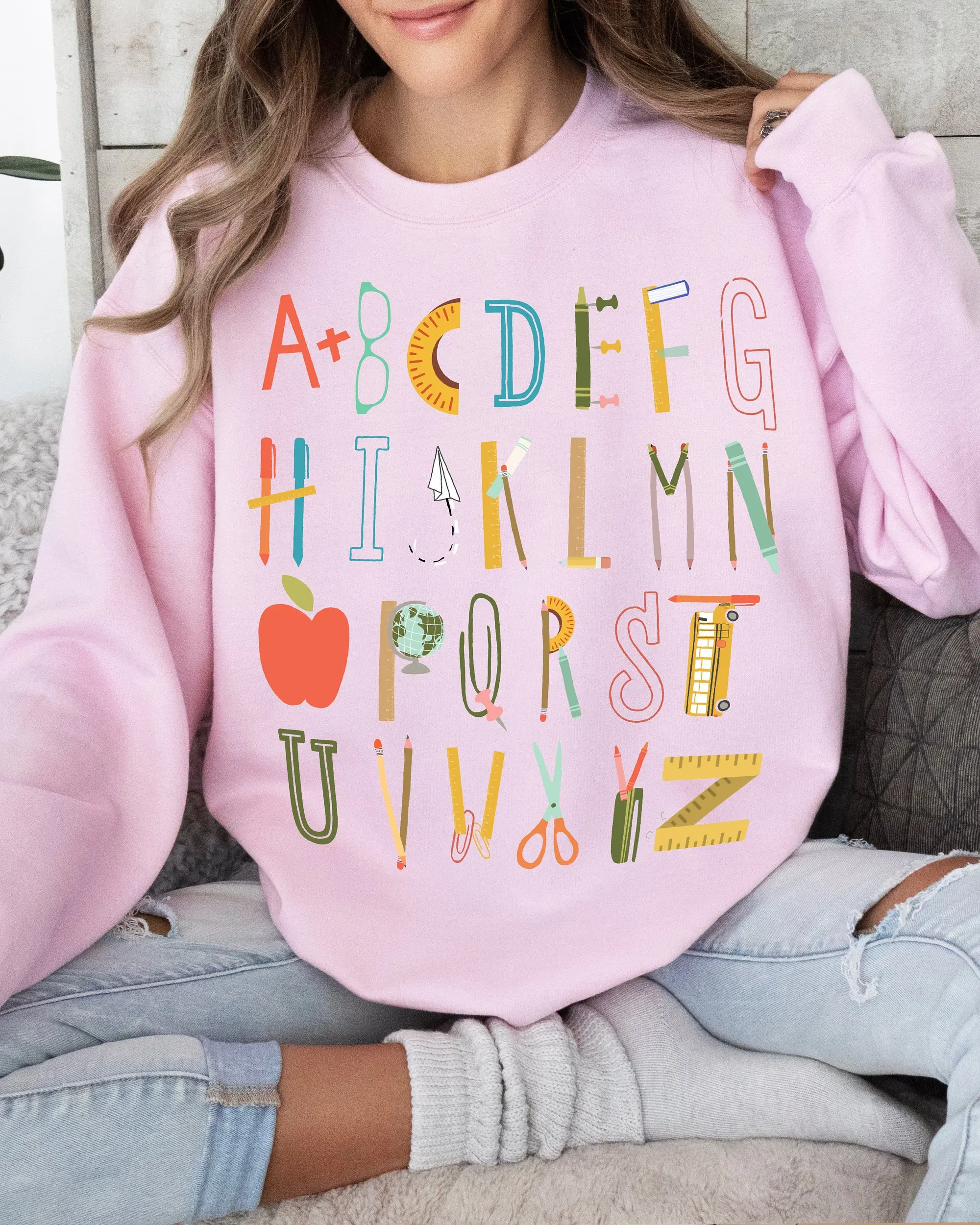 Alphabet doodle teacher shirt, kindergarten teacher long sleeve sweatshirt, field trip shirt, teacher shirt, abc teacher t-shirt
