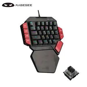 MageGee One Handed Professional Gaming Keyboard, RGB Backlit 35 Keys Mini Wired Mechanical Keyboard for Home Office PC Gamer, Support Wrist Rest