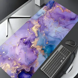 Whimsical Fluid Art Purple Marble Large Gaming Mouse Pad, Stylish Desk Protector with Non-Slip Rubber, Multi-Size for Laptop & Desktop Use, Mousepad