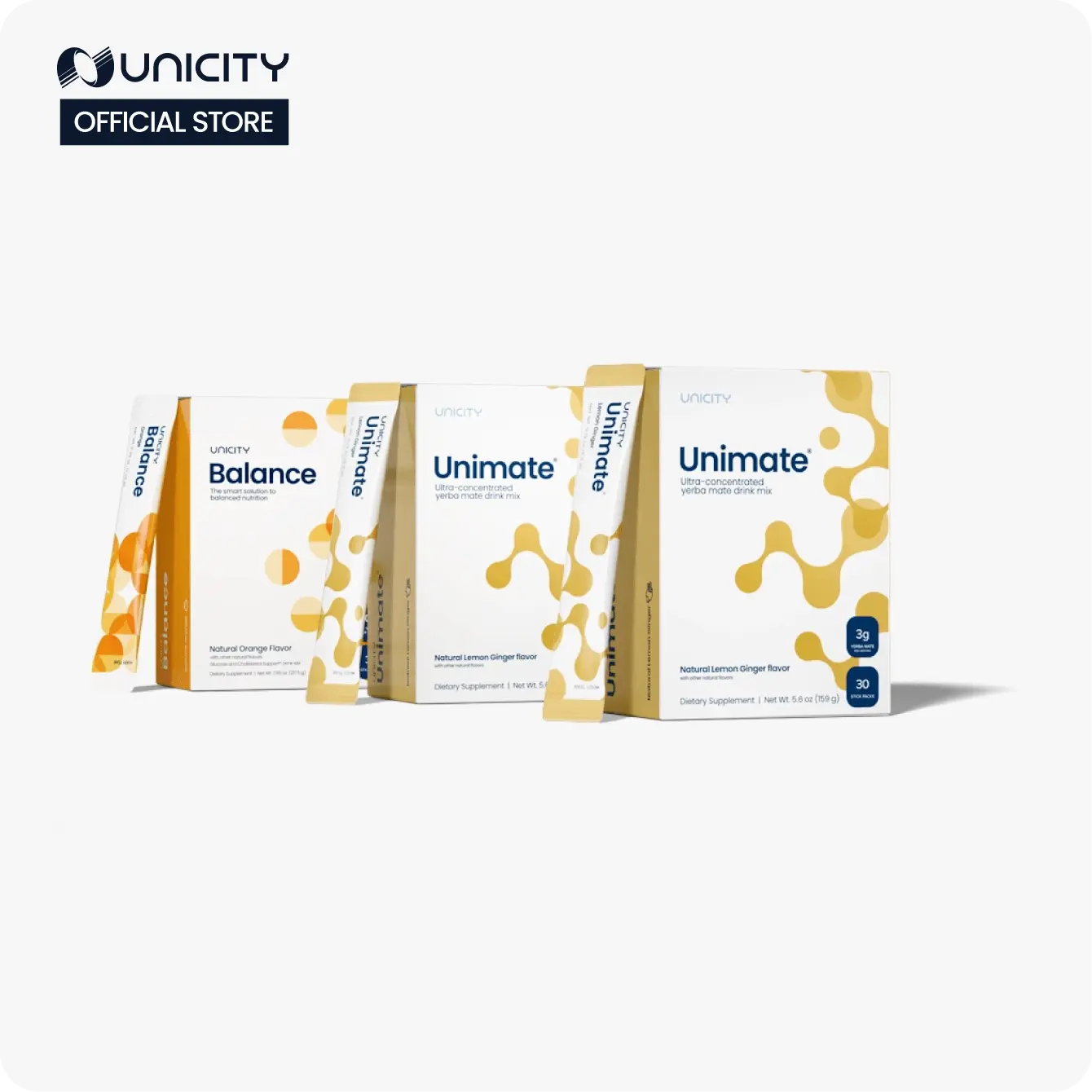 Unicity Feel Great - Lemon Ginger Unimate (2) Orange Balance (1) - 30-day supply