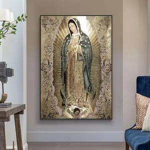 Retro Lady Of Guadalupe Wall Art  Painting Religious Catholic Art Decor Picture The Virgin Of Guadalupe Poster Home Decor