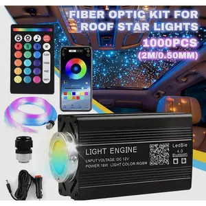 Professional Grade Star Light Kit 1000/500pcs 0.5mm2m Fibers 12V Power Supply with Testing Guide DIY Installation Tutorial Included RGBW LED APP Control Car Interior Upgrade