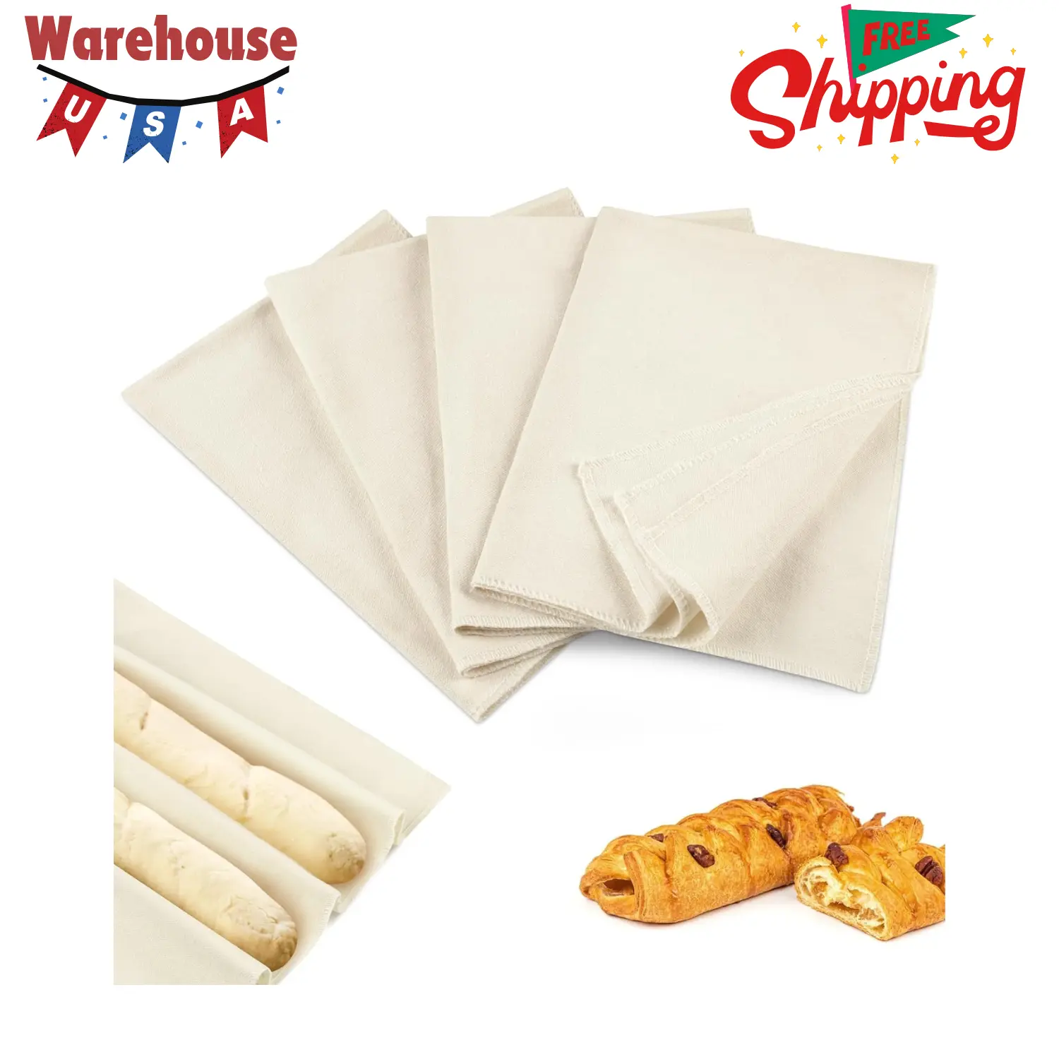 4PCS Tea Towels for Baking Sourdough, 14x18.8 Inch