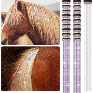 18 Pcs Horse Accessory Clip in Hair Extensions for Mane and Tail Tack Horse Stuff Pony Hair Tinsel for Real Horses Western Bride Horse Lover and Girls Birthday (Multicolor)
