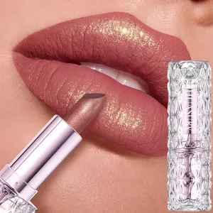 Huasurv Shiny Glossy Full Lipstick, Hydrating Moisturizing Fine Glitter, Long-Lasting Color, Natural Finish, 1 Piece, Makeup Benefits, Not Flammable