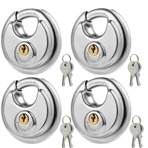 Hox Keyed Disc Padlock, Stainless Steel Keyed-Alike Padlocks, Locks, Entry Locks, Security Lock, Waterproof Outdoor Lock, Heavy Duty, 3/8 Inch Shackle, 2-3/4 Inch Wide Body