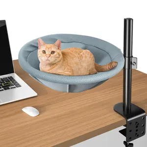 MIXJOY Cat Bed,Supports 60 lbs, Cat Stuff, With Sturdy Dual Clamps and Breathable Mesh Fabric Cover, Pets Hammock for Home Working & Gaming Desk,Half Enclosed,Fathersdaygifts