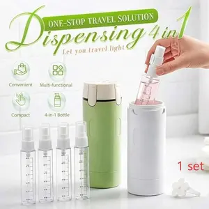 4-In-1 Travel Bottles for Toiletries, Portable Toiletries Bottle Set, Transparent Containers for Shampoo Storage & Lotion, Includes Scale & Labels