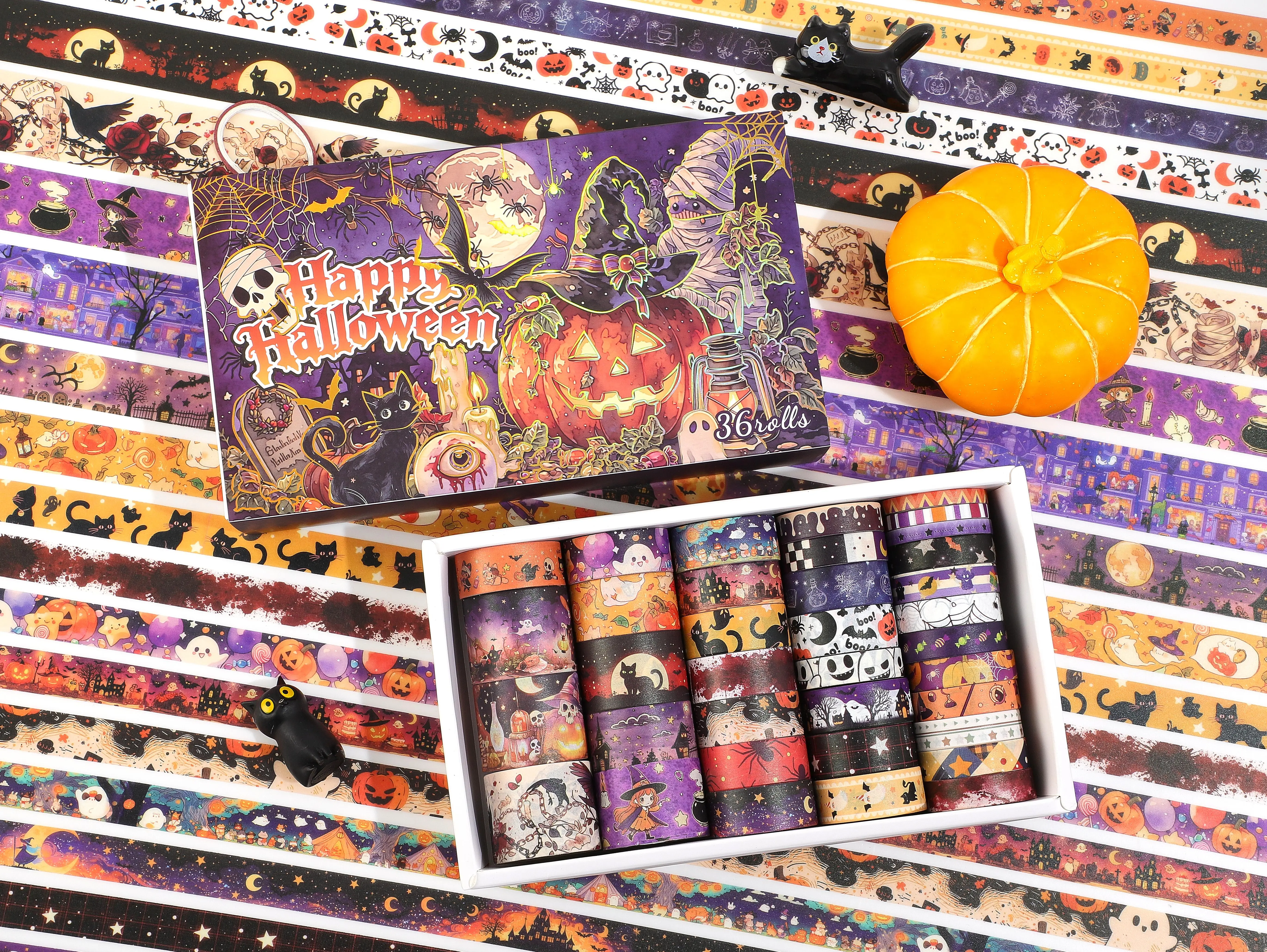 36 Rolls Halloween & Christmas Themed Decorative Washi Tape Scrapbooking Set - Scrapbooking Supplies for Crafts, Perfect for Creative Projects, Notebook Planning, School Stationery, Art