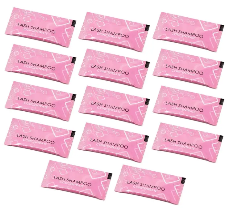 Lash Shampoo Concentrate Lash Cleaning for Eyelash Extensions Anti-allergic Hypoallergenic and Non-irritation Cleanser for Salon & Home Use(14 bags)