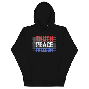 Truth, Peace, Freedom Hoodie - America - Trump - USA - American Flag Streetwear Sweaters Pullover