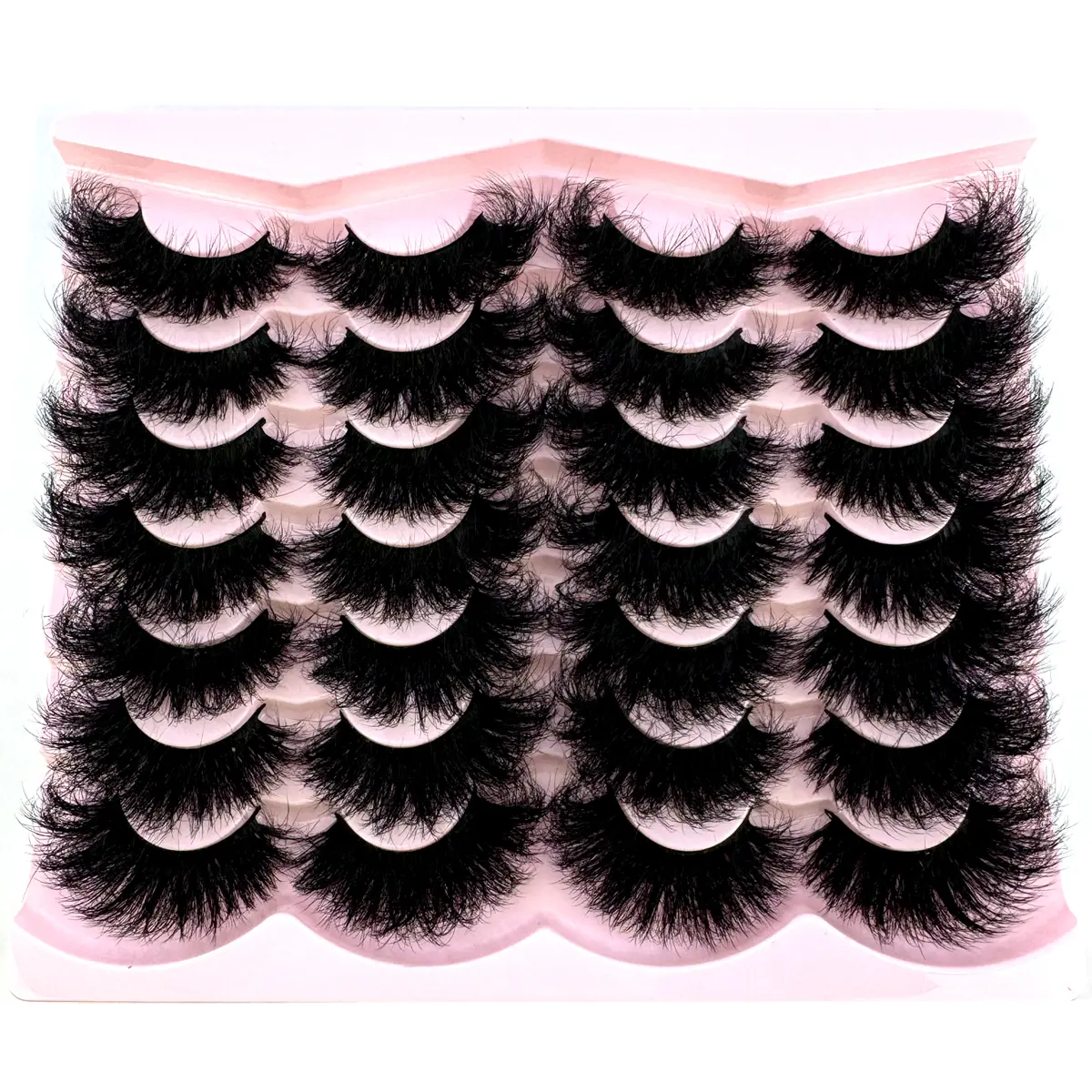 New 14 Pairs 25MM 3D Faux Mink Lashes, Wispy Fluffy Thick Volume Dramatic Cat Eye Long Strip Lashes for Makeup