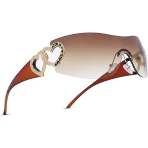 Unisex 2000S Viral Sunglasses | Oversized Wrap Around Rimless Futuristic Cool Shades