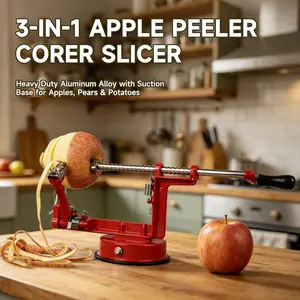 3-in-1 Apple Peeler Corer Slicer, Heavy Duty Aluminum Alloy with Suction Base for Apples, Pears & Potatoes