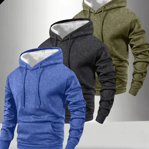 Men's 3-Piece Graphic Hoodie Set - Fitted Sporty Hoodies & Sweatshirts with Adjustable Drawstring, Kangaroo Pocket, Stretch Polyester Fabric, Tie Dye Design for Casual Wear, Pullover Tops