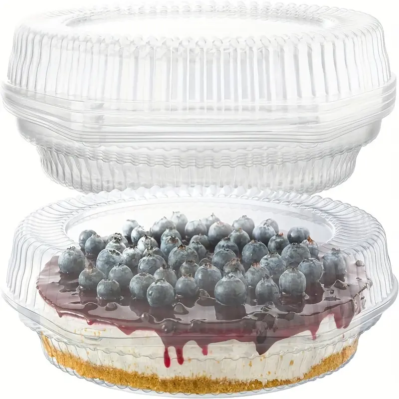 100pcs Large Round Plastic Disposable Pie Containers with Secure Latch Locking Lids - Perfect for Transport, Takeaway, Home Picnic, Bakery Party, and Kitchen Supplies - Reusable, Stackable, and Easy To Clean
