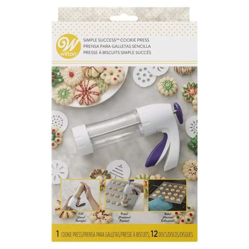 Wilton 6080996 Simple Success Cookie Press Tool - Blue & White - 13 Piece