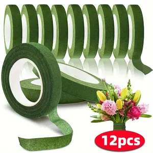 12 Counts Floral Tape for Bouquet Wrapping, Paper Adhesive, Ideal for Artificial Flowers & Plant Stems, Perfect for DIY Crafts, Creative Gift Packaging, Gift Wrapping Supplies