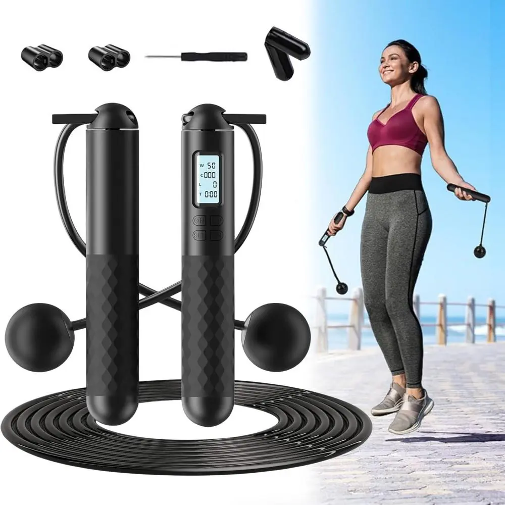 Small Space Optimized Counting Jump Rope, Cordless Silent Weighted Balls Avoid Scratched Indoor Floors