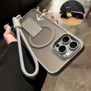 Nylon Short Lanyard Liquid magnetic support For iphone16 Pro Max 15 14 13 iPhone case silicone soft shell TP shockproof