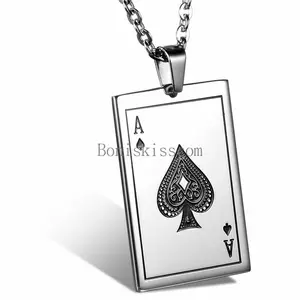 Stainless Steel Poker Card Game Spade J Pendant Necklace Men's Women's Gifts