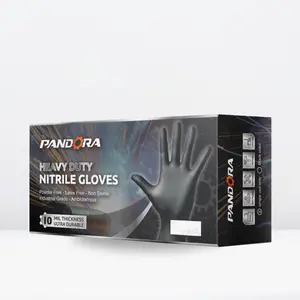 PANDORA™  Black Nitrile Gloves | 10mil Heavy Duty Gloves | Powder Free Gloves