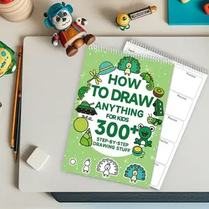 Cartoon Animal & Plant Pattern Drawing Book, 32 Pages Cartoon Drawing Book, Coloring Book, Drawing & Painting Supplies for Home & School