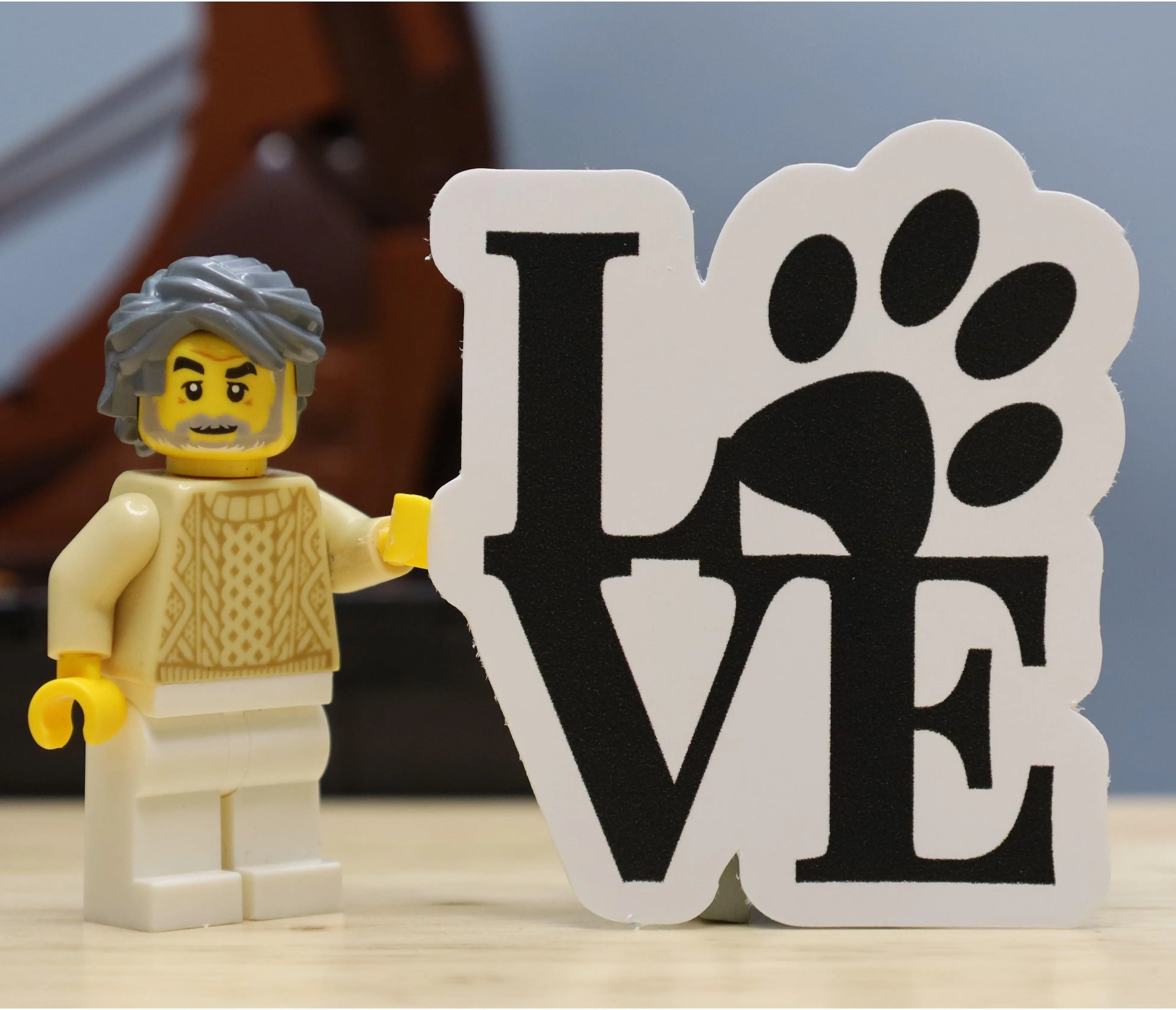 Love with paw print dog puppy sticker