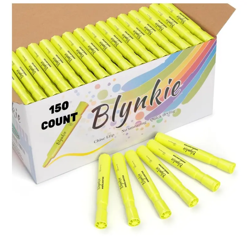 Highlighters Bulk  of Yellow Colors Tank Style Chisel Tip Highlighters Set for Kid and Adult Coloring Highlighting for Classroom Office School