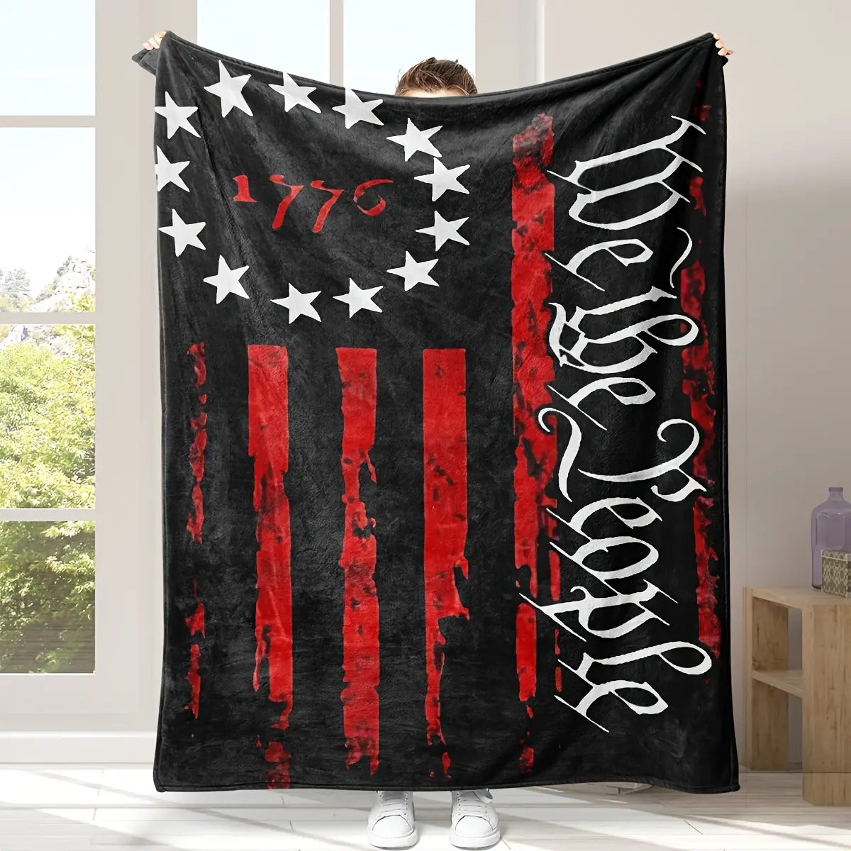 1776 Patriotic Throw Blanket American Flag Pattern Cozy All-Season Blanket for Sofa Bedroom,Dorm,Couch,Office,Car,Travel,Ideal for Home Decor,Men,Women,Adults Boys,Girls' Gift