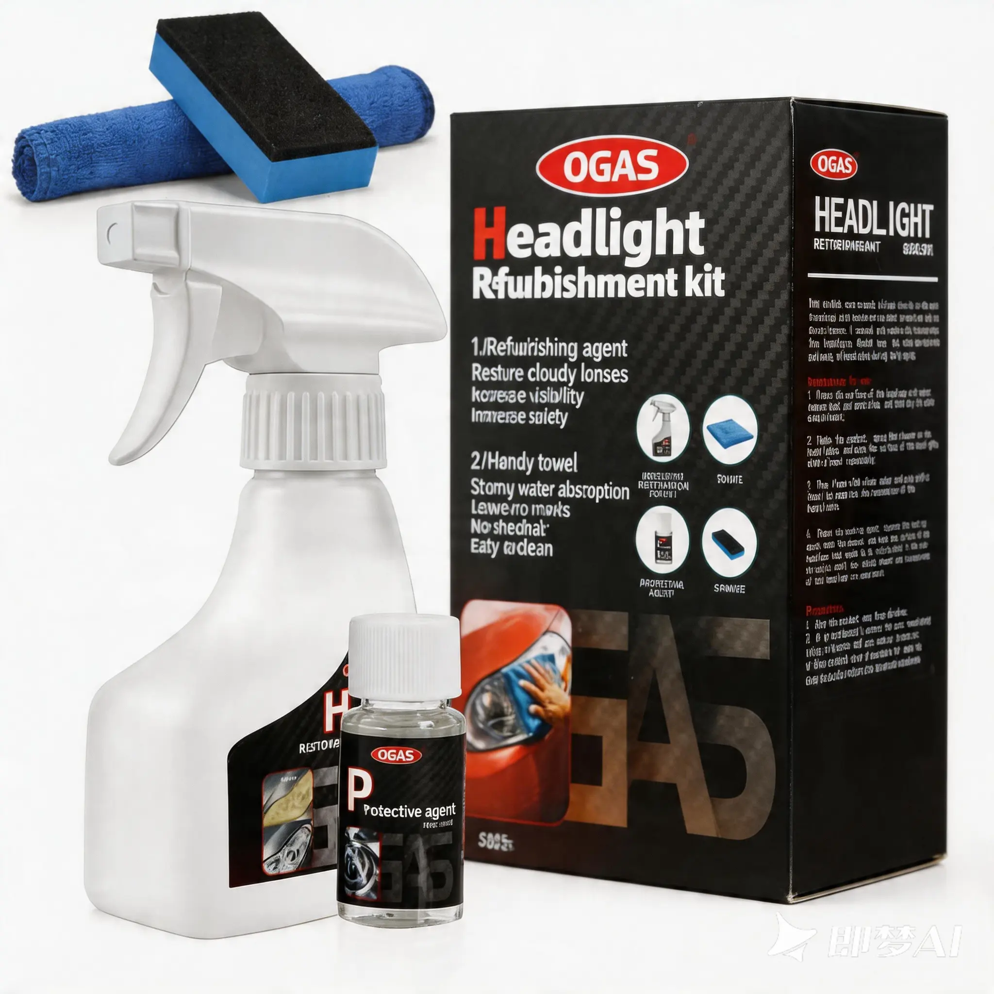 Car Headlight Restoration Kit, No Power Tools Required, Restoring to Like-New Condition, Covers 2-3 Vehicle Headlight Treatments, Headlight Cleaner and Restorer Kit, Headlight Restoration Spray