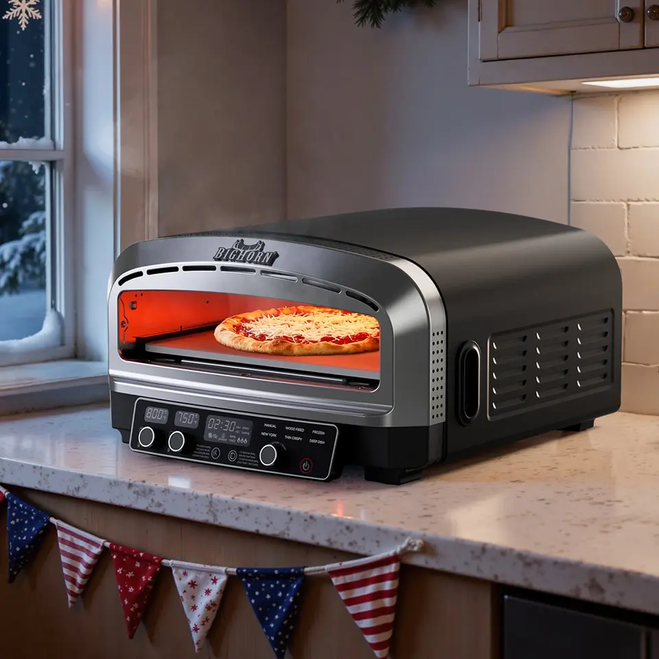 BIG HORN OUTDOORS Game Day 14‘’ Pizza Oven Indoor,  Heats up to 800°F, Electric Countertop Pizza Oven with 6 Modes, Flip-Up Design Pizza Cooker for Home Kitchen, Restaurants, Parties  TikTokShopBlackFriday