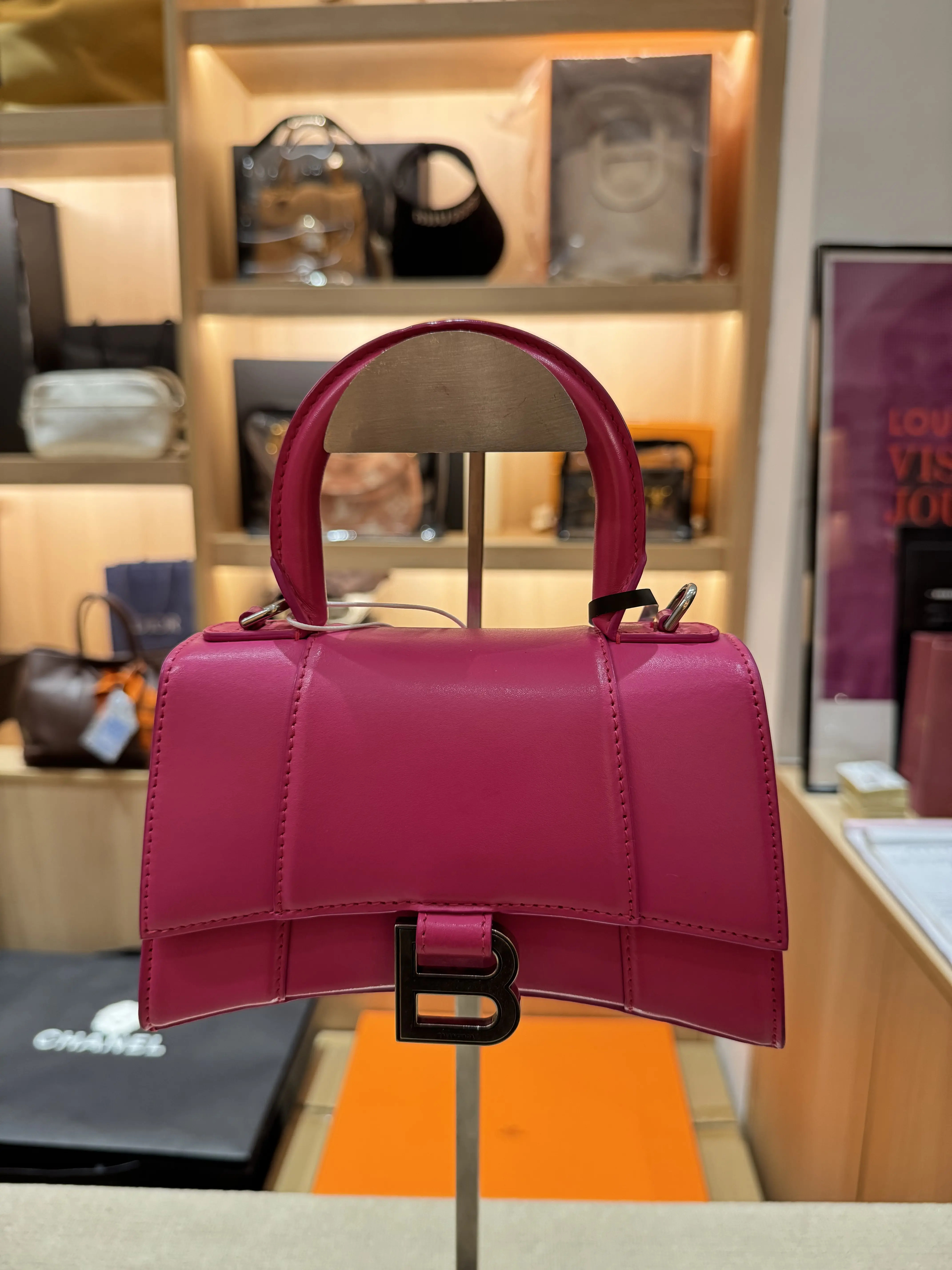 Pre-owned Balenciaga Hourglass Mini Hot Pink