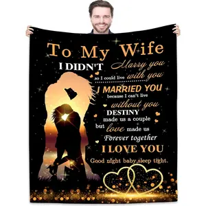 to My Wife Blanket from Husband for Wife |     Super Soft Fleece Couples Throw Blankets 60x50 Inches |     Romantic Women Valentine's Day Birthday Gifts Ideas for Her Bed Sofa Decor, Couple Gifts, Gifts For The Bedroom