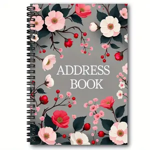 1pc Flower Address Book and Phone Contact Organizer Notebook - Flower Design, Spiral Binding, Suitable for Home, Stationery Office Supplies, Birthday Gifts - Address Book with Alphabet Tags, in Alphabet Order