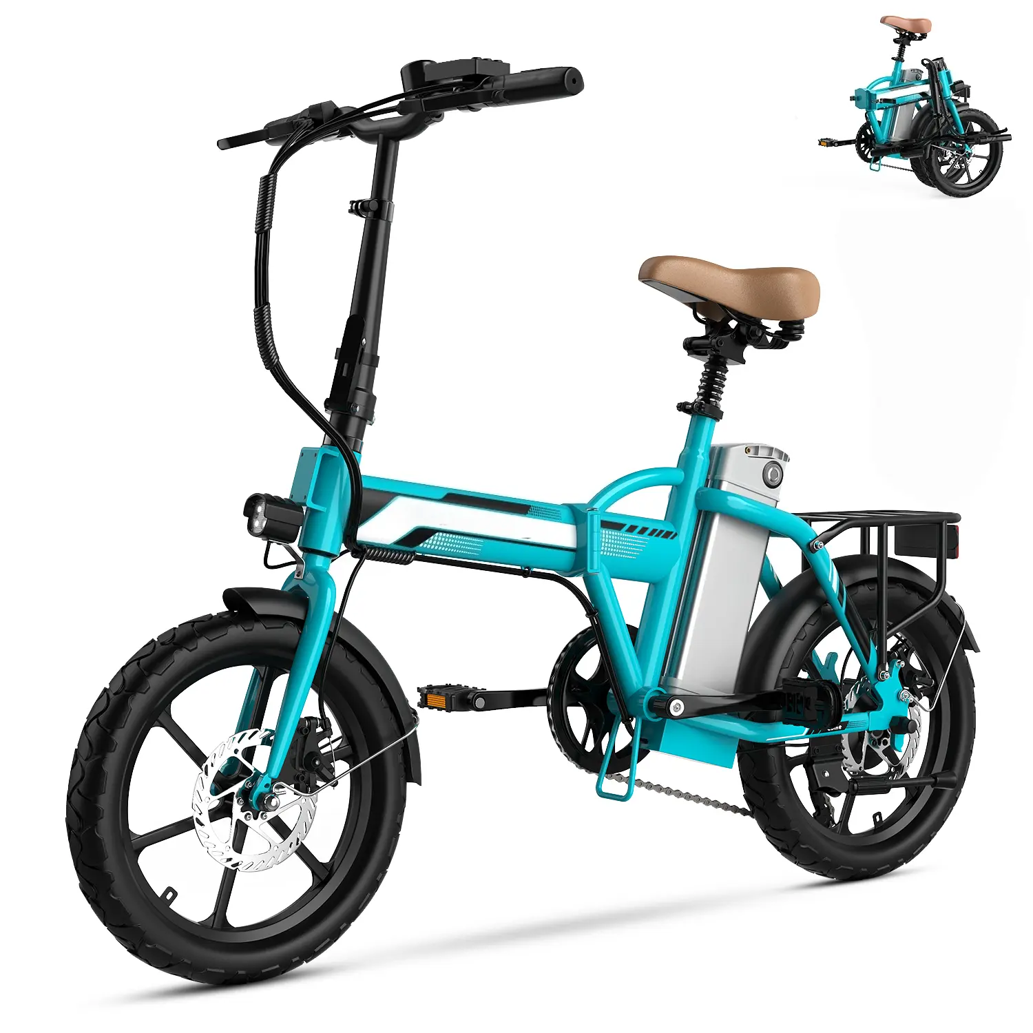 1000W  Folding Electric Bike,20MPH,40Miles  Range, 16" Tires, Dual Disc Brakes, UL 13.5ah Battery, Portable Urban Commuter E-Bike Bicycle sport ebike