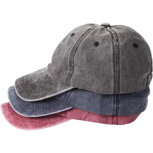 3 Pack Washed Plain Baseball Cap, Retro Adjustable Dad Hats Gift for Men/Women,Unstructured/Cotton