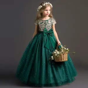 Flower Girl Dress for Weddings 3-10 Years Kids Girls Birthday Party Prom Gown Embroidery Lace Elegant Princess Tulle Dress Pageant Formal Dresses