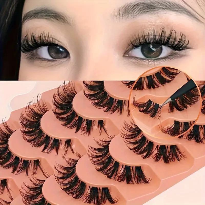 7 pairs of natural clustered eyelashes, D-roll eyelash extension cords, fake eyelashes, DIY eyelash extension cords, multiple packs, Fluffy Eyelashes Cluster, Diy Personal Lashes