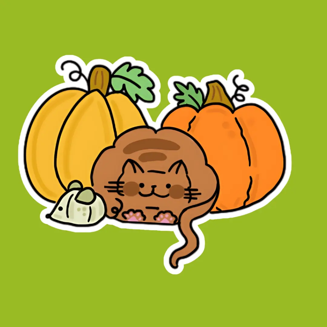 Pumpkin Patch Cat Vinyl Sticker – 2" x 1.6"