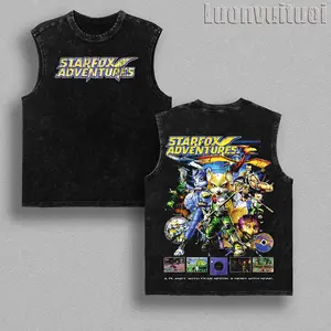 Star Fox Adventures Oversized T-Shirt & Tank Top 100% Premium Cotton Oversized Fit Pre-Washed Unisex Classic Top Menswear Apparel 230gsm Heavyweight,Double-Printed Oversize Soft Lightweight Acid-Washed Cotton Streetwear Graphic Top