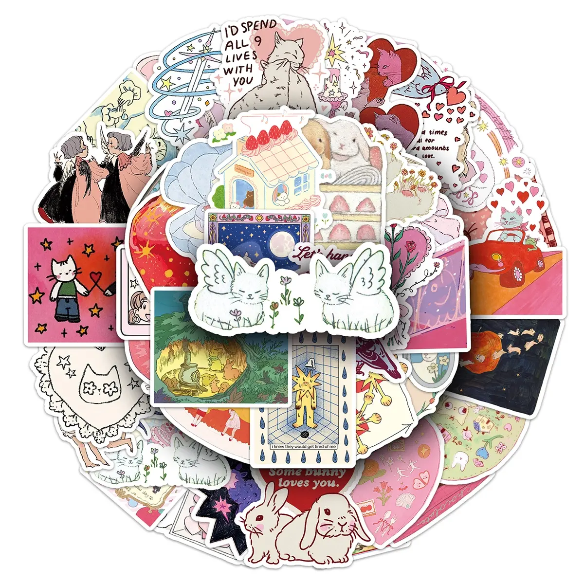 100 pcs two sets of repetitive cartoon fairy tale creative trend graffiti stickers diy scooter guitar water cup photo album decorative stickers Scrapbooking