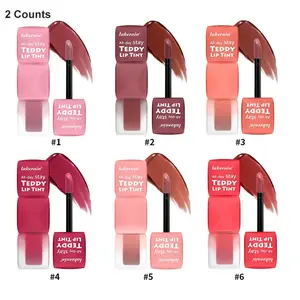 Long-lasting Velvet Teddy Lip Tint, 2pcs Matte Lip Stain, Waterproof Liquid Lipstick, Cream, Non-transfer, Ultra-lightweight Comfort, for Natural to Bold Lips, Gloss, Makeup, Luxurious Long Lasting