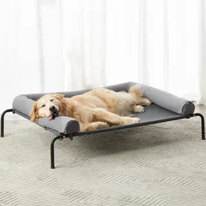 Large Elevated Cooling Dog Bed 48 x 35 x 8 Inch, Raised Dog Cot Beds for Large Dog,Elevated Outdoor Pet Bed,Chew Proof Portable Cooling Pet Cot with Skid-Resistant Feet and Breathable Mesh